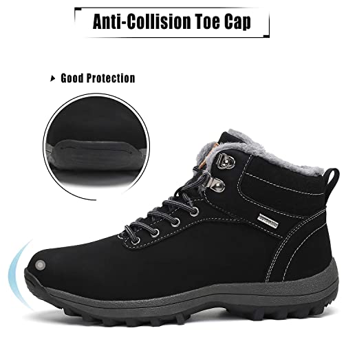 Mishansha Men's Winter Snow Boots Waterproof Insulated Hiking Boot for Men Cold Weather Outdoor Trekking Anti-Slip Warm Shoes Size 7 Pitch Black3