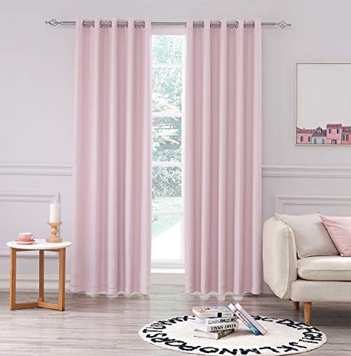 Cortinas de dormitorio 100 % opacas, dos paneles de satén rosa rubor de 66 x 90 largo 8