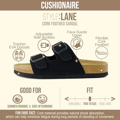 image for CUSHIONAIRE Lane Cork Footbed Womens Sandals Comfortable Double Buckle