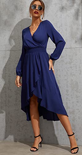 Image of Kormei Womens Short Sleeve Floral Maxi Dress High Low V-Neck Flowy Party Long Dresses