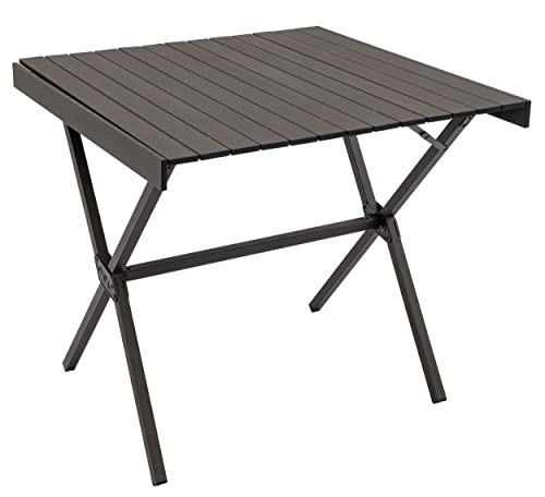 ALPS Mountaineering Folding Camping Table with Smooth Easy-to-Clean Roll Top and Sturdy and Lightweight Aluminum X Frame, Shoulder Carry Bag, Square, Clay - New