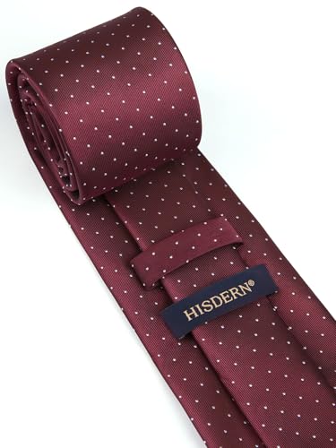 Image of HISDERN Polka Dot Ties for Men Classic Silk Ties and Pocket Square Formal Business Necktie Handkerchief Wedding Party