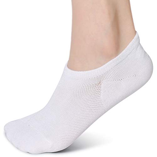 Leotruny Women’s 6 Pairs Bamboo Mesh Design Low Cut Non Slip No Show Socks (C02-White, Women Shoe Size: 6-9) #TOP1