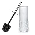 Indecor Home Marble Cherry Blossom Design Resin Toilet Brush and Holder Set for Bathroom, Stylish Design with Durable Bristles and Compact Storage