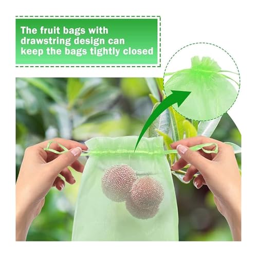 Organza para frutas transpirable con cierre ajustable, bolsas protectoras de 15x20cm en pack 5