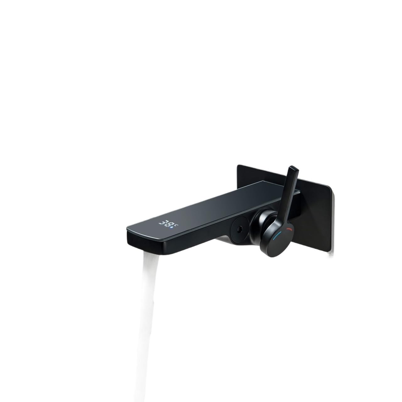 Robinet de lavabo mural en laiton gris pour une salle de bain zen