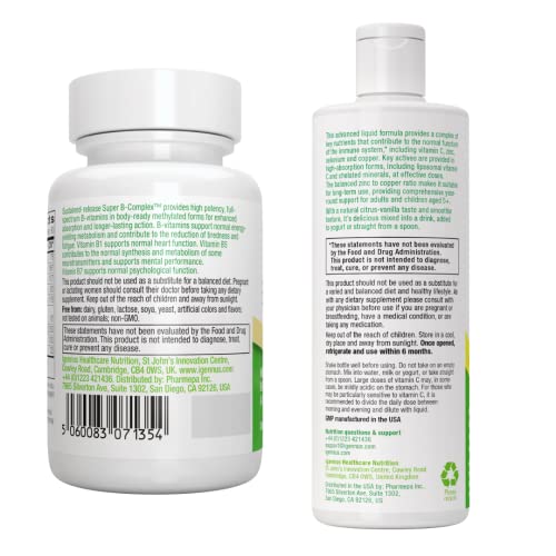 Super B-Complex + Liposomal Vitamin C 1000Mg & Zinc Vegan Bundle, Methylated Sustained Release B Complex & High Absorption Liquid Immune Support Complex, By Igennus #TOP5