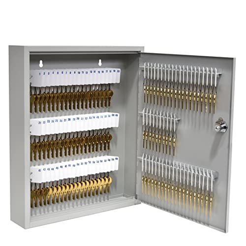 BankSupplies STEELMASTER 110 Key Cabinet - Single Lock Control Key Box - Welded 22 Gauge Steel Construction - Scratch Resistant - Write-On Key Tags for Easy Identification