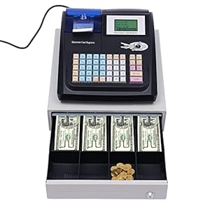 Electronic Cash Register for Small Businesses, Pos System Cash Register with 48 Keys, Removable Cash Tray and Thermal Printer, Multifunction Cash Register for Small Businesses Retail Restaurant,Black