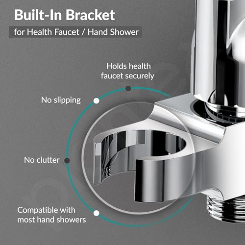 Image of Plantex 2 in 1 Angle Cock with Health faucet and Hand Shower Holder /Angle Valve for Bathroom /Hand shower Bracket /Angle Valve with Faucet Bracket /Bathroom Accessories - Pack of 1(AC22)