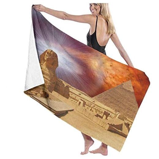 LUYIQ Strandhanddukar, mikrofiber strandhanddukar stor, pyramid Giza stor sfinx, 132 x 81 cm, sandfri, snabbtorkande, lätta strandhanddukar för sport, simning, yoga, gym, resor, camping