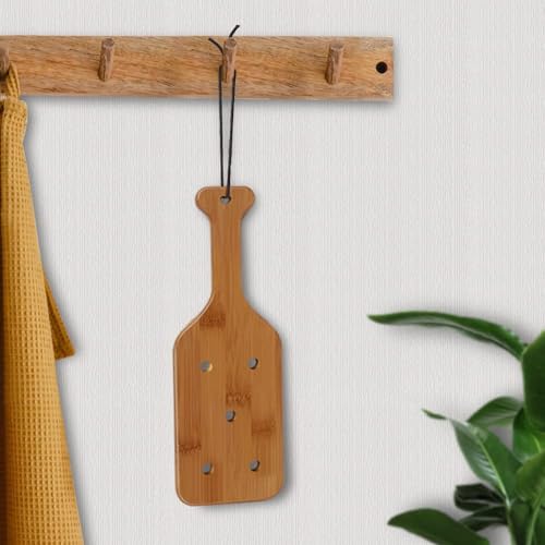 Paleta de bambú de 12 pulgadas con agujeros pala de madera maciza lisa 7