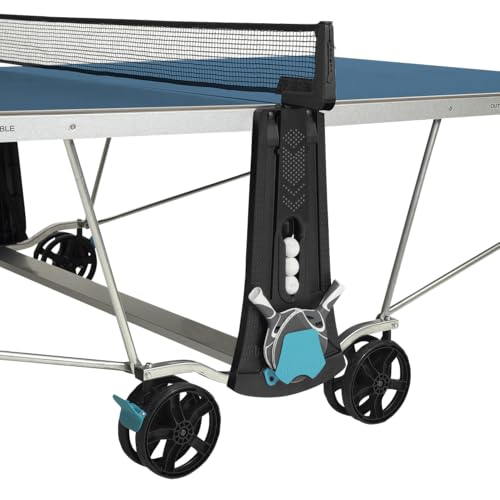 Cornilleau 400X - Outdoor Tischtennisplatte - Klappbar - Wetterfest - Robust - Rollbar - Tischtennistisch für draußen mit 5 mm Melaminharzplatte - Blau