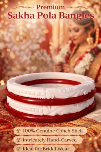 Image of Bengali Sakha Pola Set for Women | Traditional Red White Shakha Bangles | Combo Motidana Mogermukh Design Shakha | Bridal Wear Shakha pola | Handcrafted sakha