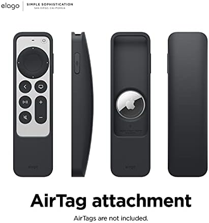 elago R5 Locator Case Compatible with Apple TV 4K Siri Remote 3rd (2022) & 2nd Generation and Compatible with Apple AirTag - Lanyard Included, Drop Protection, Full Access to All Functions (Black)
