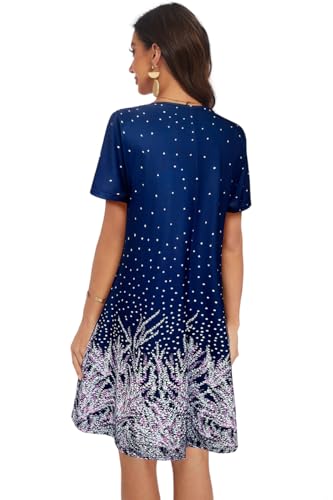 Image of My Sky Summer Dresses for Women 2026 Casual Short Sleeves Tshirt Flowy Beach Plus Size Sundress with Pockets