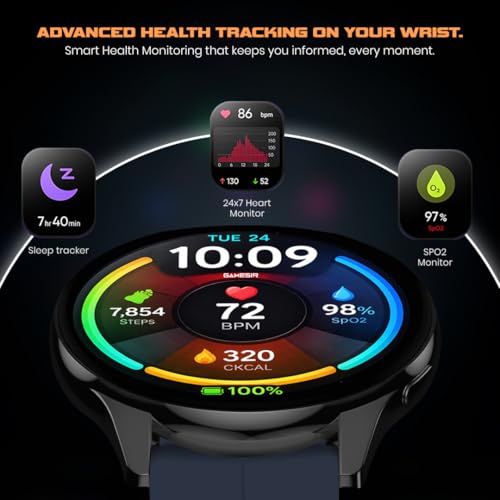 Image of GameSir Evo Vista Smartwatch, 1.39 inch HD Round Display, Bluetooth Calling, Heart Rate & SPO₂, 100+ Sports Modes, IP67, Long Battery Life for Men & Women (Magnatic Dark Blue)