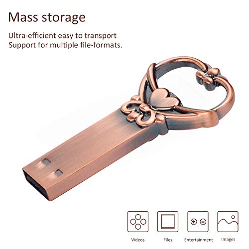 Image of 32GB USB Drive Love Shaped 2.0 Key Flash Drive, Metal Zip Drive Retro Gift for Family,Kids,Friends,Students Thumb Drive, Jump Drive