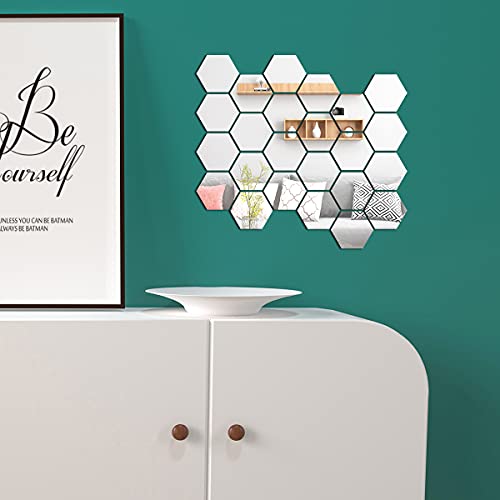 Moochy 24 peças adesivos de parede com espelho hexagonal adesivos de parede removíveis Espelho decor