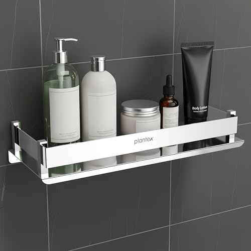 Plantex Stainless Steel Bathroom Shelf Rack/Bathroom Organizer/Wall Shelf for Bathroom Accessories Set/Kitchen Stand/Kitchen Shelves & Racks - Chrome (12x5 Inch)