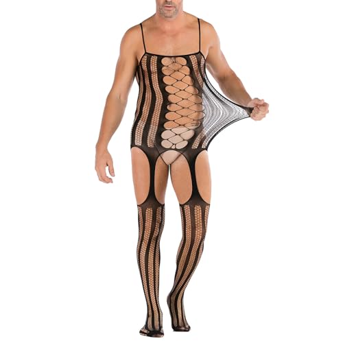 Men's Sheer Mesh Lingerie Sissy Clothes Festival Party Clubwear Sexy Tight Cut Out Elastic One-Piece Bodysuit2