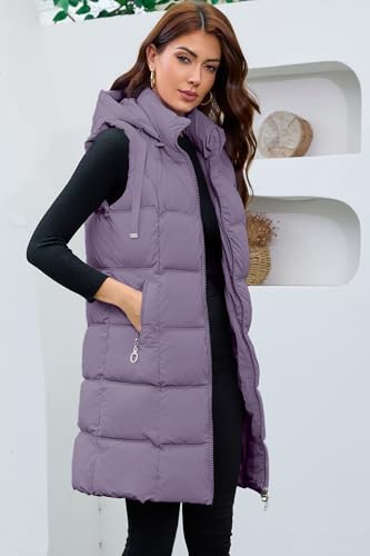 Long Puffer Vest for Women with Hood Thickened Packable Sleeveless Extended Long Vest for Fall & Winter3