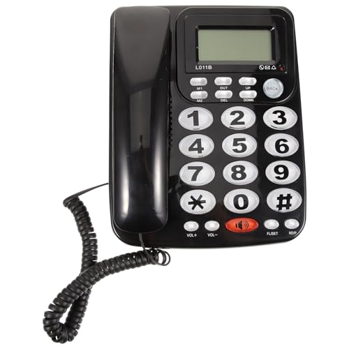 Milisten Teléfono Fijo de Escritorio Negro Teclado Amplio Pantalla Grande y Audio Claro Teléfono Comercial Reutilizable para Oficina y Uso Doméstico Práctico