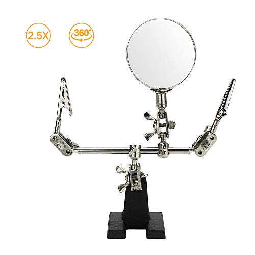 AORAEM Helping Hands Magnifier with Dual Adjustable Alligator Clips in 2.5x Magnifying Glass Soldering Station for Crafting, Hobby, Micro Objects (Not Include Battery) - Image 5