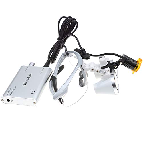 Image of Surgical Binocular Loupes Optical Glass Loupe 3.5x420mm with LED Head Light Lamp