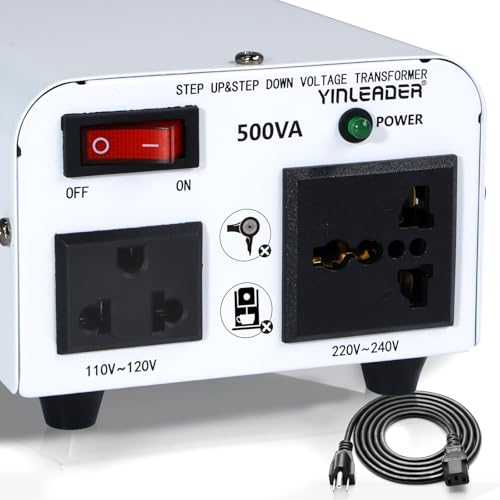 Image of 500W 110V to 220V Voltage Converter Transformer Step Up /Down | 110-120V /220-240V w /US Power Cord,White