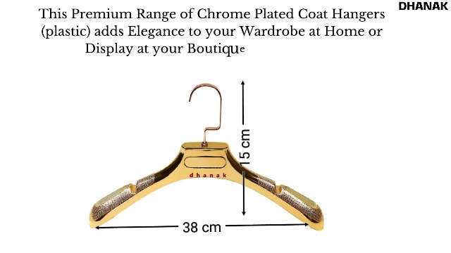 Dhanak Chrome ElectroPlated Plastic Coat Hanger (12 Pcs) for Wide