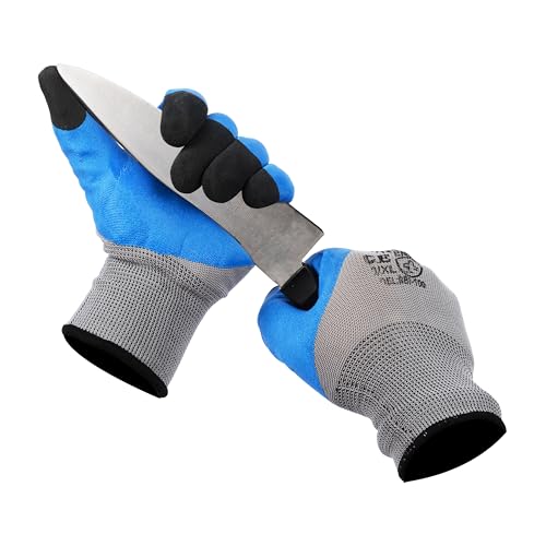 Robustt Nylon Nitrile Half Coated (Back Also) Industrial Safety Hand Gloves (Pack of 1) Anti-Cut | Cut Resistant | Heat Resistant | Industrial Use | for Finger and Hand Protection.