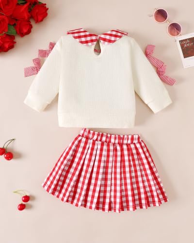 Image of Renotemy Toddler Girls Outfits Winter Little Girl Clothes Skirt Set 18M-6Y | Girls Christmas Fashion 2 Piece Outfit,Fall Knit Sweater and Skirt Set,Holiday Thanksgiving Dress Back to School Essentials