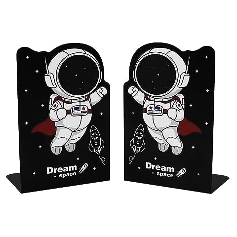 1 Pair Cute Black Astronaut Metal Bookends Cover