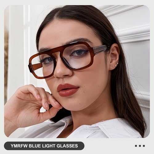 Image of Aviator Blue Light Blocking Glasses for Women Men Square Flat Top Computer TV Eyeglasses Anti Eyestrain