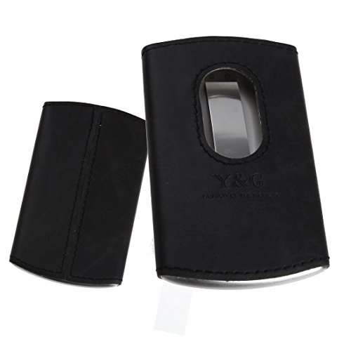 Y&G Yda01A06 Black Leather Business Card Holder Office Product Stainless Steel Leather Card Holder With Gift Box Leather Card Holder With Gift Box #TOP5