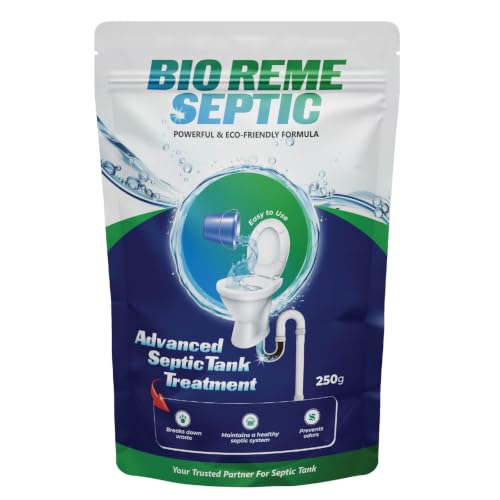 Image of Bio Reme Septic Tank Cleaner Bacteria Powder Anaerobic Bacteria & Enzymes Reduces Sludge, Removes Odour Drain Cleaner Powder for Pipes & Bio Toilets 250g