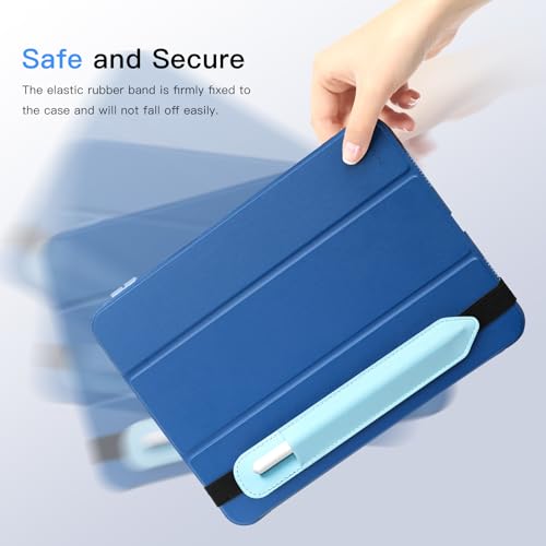 Image of MoKo Pencil Case Holder Fit The Apple Pencil (Pro and USB-C and 1st and 2nd Gen), Detachable Elastic Pocket for Stylus Pen with Elastic Band Attached to iPad Case, Sky Blue