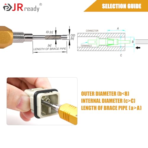 JRready DRK-HD10A(09990000012) HARTING Connector Pin Tool KIT Contacts Extractor Tool Terminal Extraction Tool KIT Removal Harting/TE Heavy duty HAN D 10A Solid Contacts, Inner diameter of tube:0.018