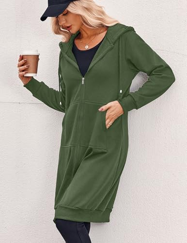 Zeagoo Women's Zip Up Hoodies Oversized Fleece Long Tunic Sweatshirts Casual Long Sleeve 2024 Fall Hoodie Jacket Coat