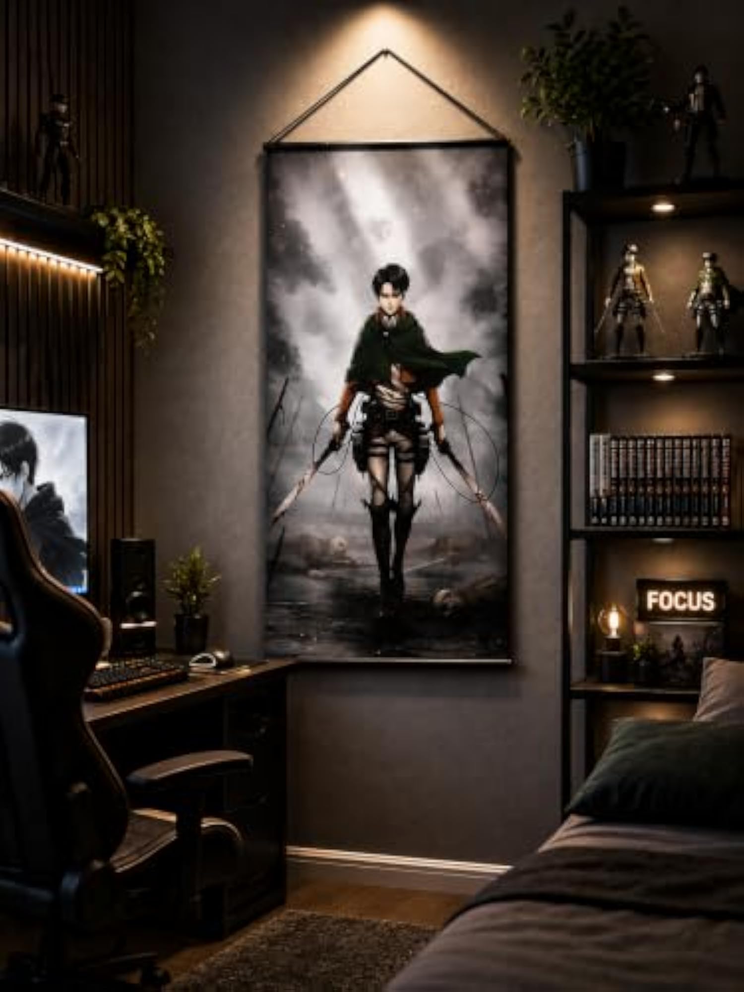 LEVI (Attack on Titan) Anime Wall Scroll Poster, 12x30 Inches