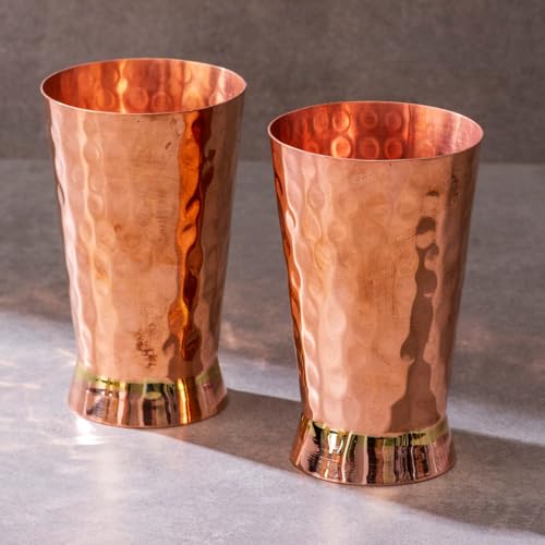 Image of P-TAL Copper Glass 600 ml Set of 2 with Ayurvedic Benefits of Copper Water