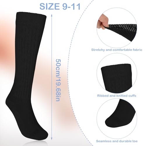 Women's Slouch Socks Soft Scrunch Socks Thigh High Boot Socks Knit Scrunchie Socks Size 9-11 (Black and White)2