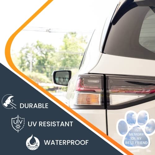 Image of in Memory of My Best Friend Pawprint Car Magnet 5 Inch, Dog Lover Gift | Heavy duty magnetic decal for car, truck, SUV or fridge, full color UV printed
