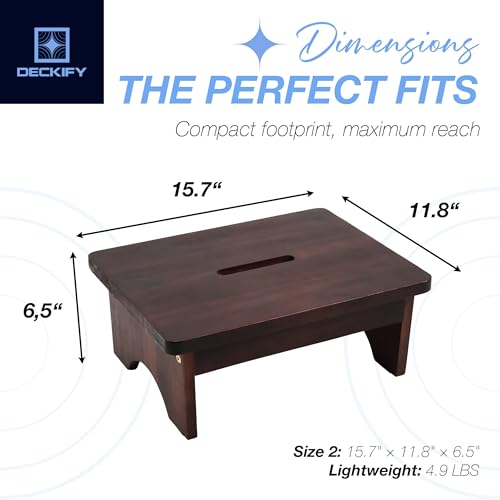 DECKIFY Wooden Step Stool for Adults, Non-Slip, Rich Walnut, 6.5 Inch by DECKIFY - Used condition - Image 2