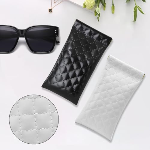 Image of ZACI Leather Eyeglass Cases Portable Sunglasses Cases Squeeze Top PU Glasses Pouch Travel Soft Trinket Organizer Bags
