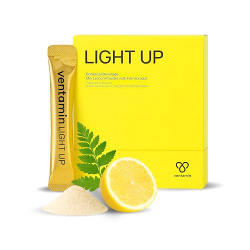 Light Up Skin Brightening Drinkable Skincare Supplement, Fern Extract, Pine Bark, NAC, L-Cysteine – Fade Dark Spots, Hyperpigmentation, Uneven Skin Tone, Glass Skin, Lemon Tea Flavor, 30 Sachets