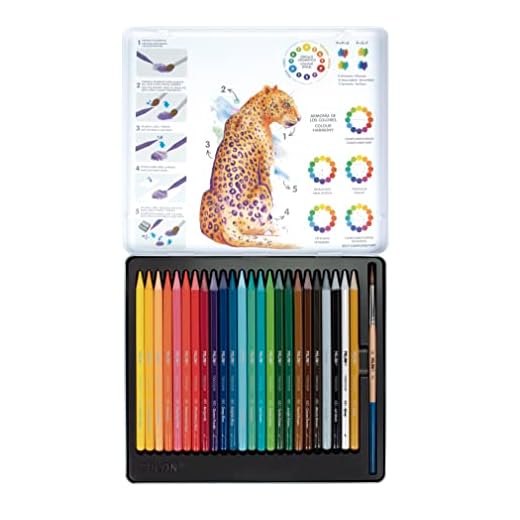 MILAN® Caja metálica 24 lápices de colores 100% mina acuarelable Todocolor + 1 pincel