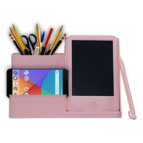Image of Pen Holder with Writing Tablet,Office Pen Box with Writing Pad,Stationery Pen Holder, Desk Organizer Remote Control Rack,Stationery Storage Case with Digital Notes,Kids Students Learning Pad