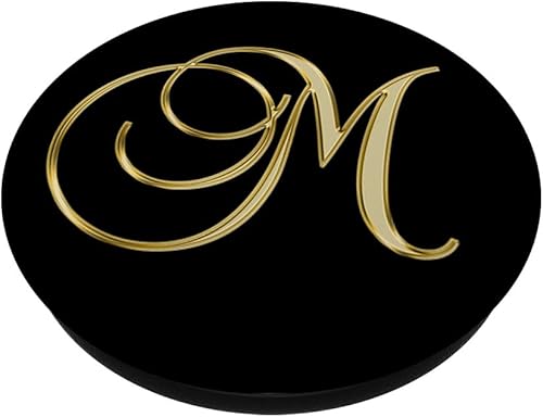 Miniatura 2 de Monogram Letra inicial M PopSockets Oro y Negro PopGrip Agarre intercambiable para teléfonos y tabletas PopSockets Standard PopGrip
